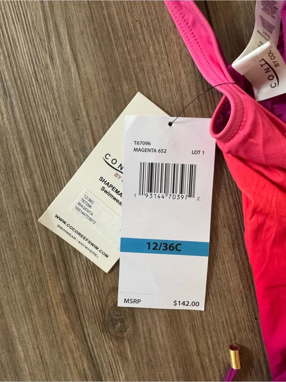 NWT Pink, Purple Swimwear with Controls by Coco Reef size 12/36C - Picture 4 of 4